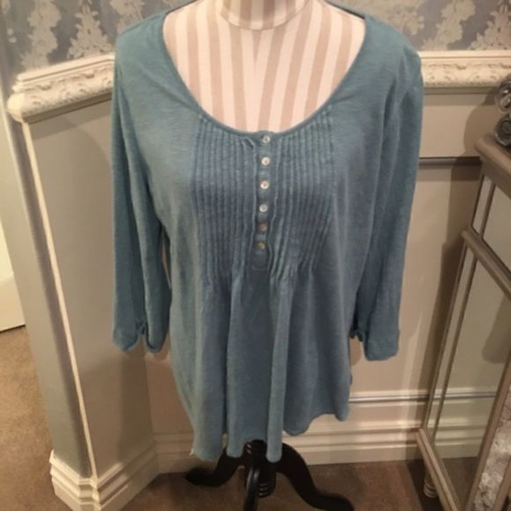 Teal Oversizes Princess Cut Pleated Cotton Shirt